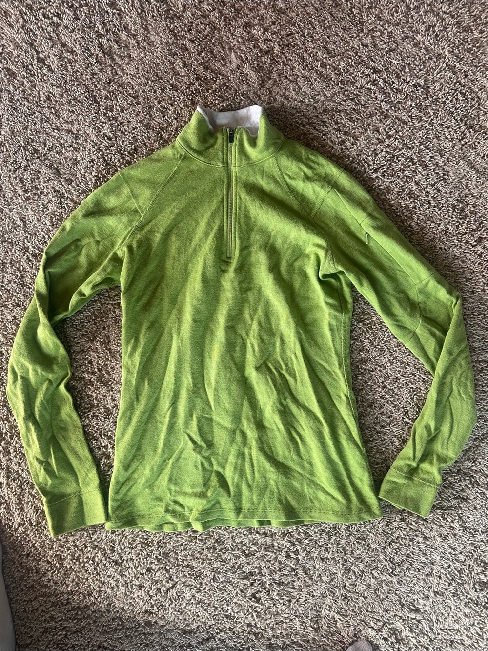 ibex Lime Green Women's Quarter-Zip wool base layer